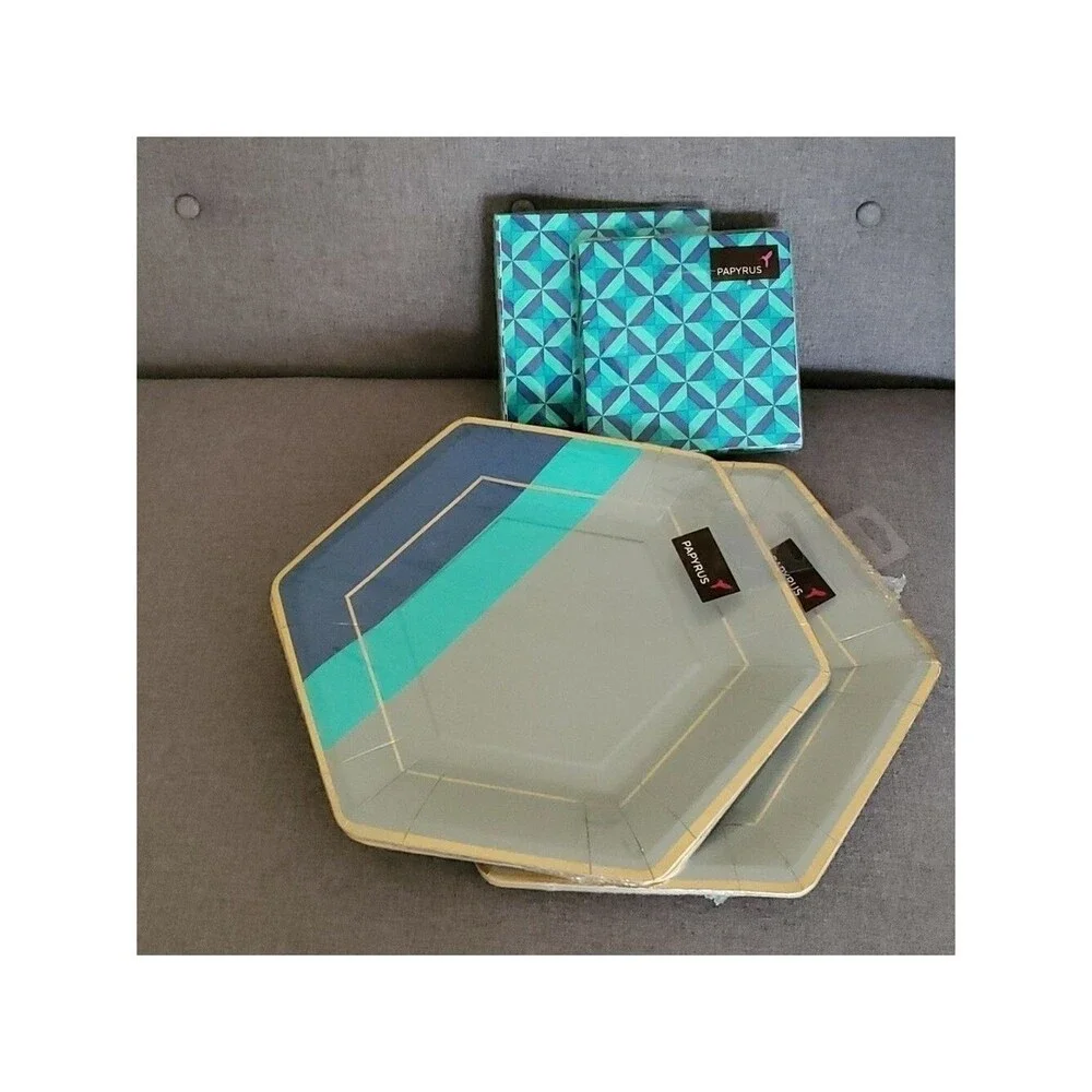 Papyrus Home dinner plates 8 x 2 packages + 20 beverage napkins x 2 packages